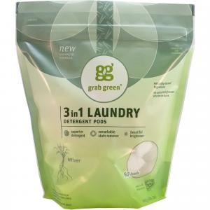 Grab Green 3 in 1 Laundry Detergent Pods, Vetiver 60 loads